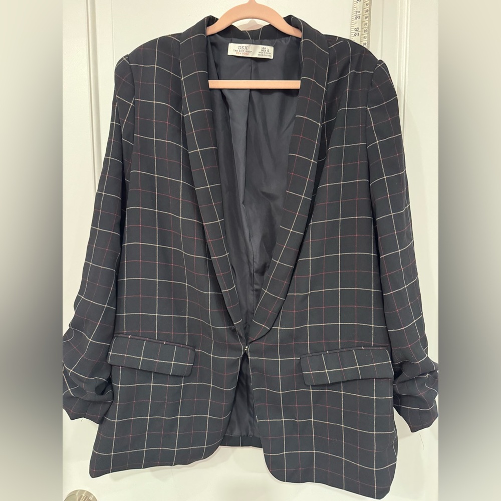 Dex navy plaid relaxed Blazer size L